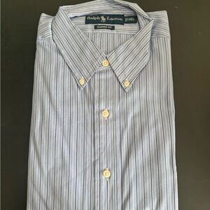 Ralph Lauren Men's Shirt in Blue and White Stripes